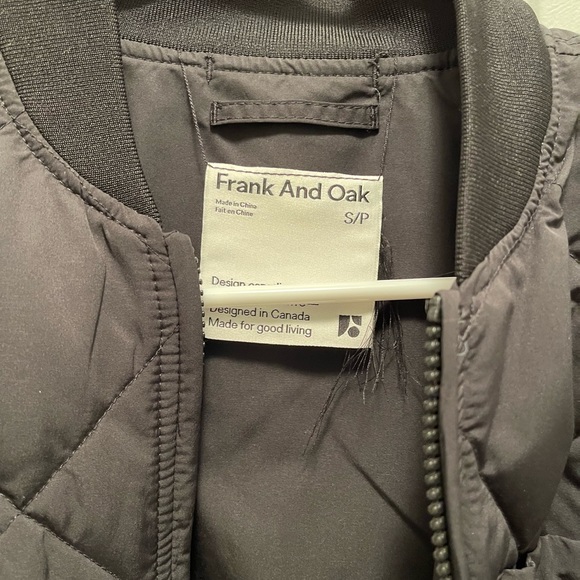 Frank & Oak Black Thermore Reversible Skyline Bomber Jacket Size Small - Picture 7 of 11